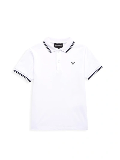 Shop Armani Junior Little Boy's & Boy's Pique Polo Shirt In White