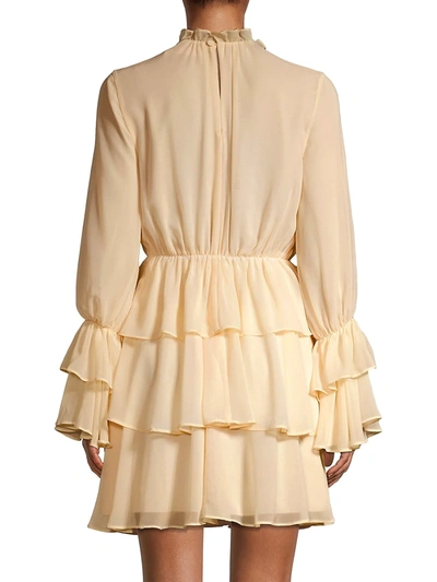 Shop Fame And Partners Loring Tiered Minidress In Champagne
