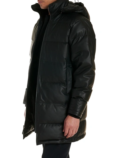 Shop Avirex Men's Leather Puffer Parka In Jet Black