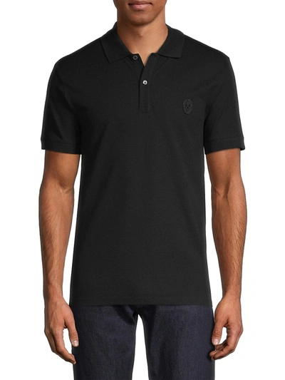 Shop Alexander Mcqueen Men's Pique Polo Shirt In Black