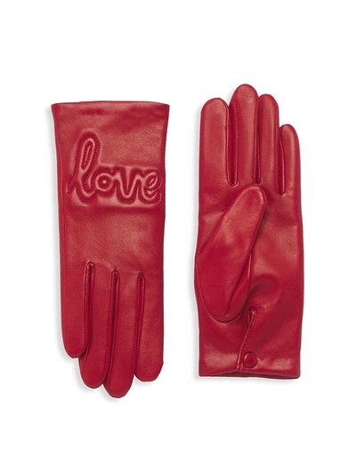 Shop Agnelle Women's Lambskin With Love Gloves In Cardinal