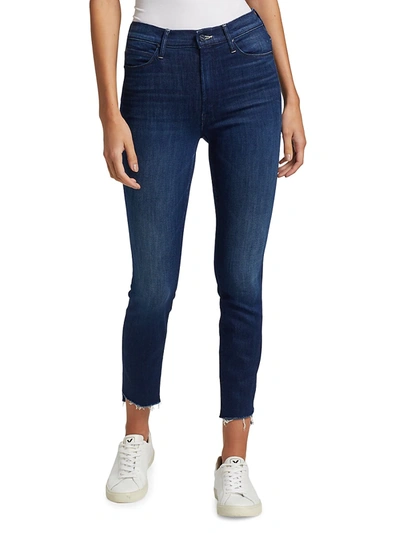 Shop Mother Stunner Zip Ankle Fray Step Jeans In Cross Your Fingers
