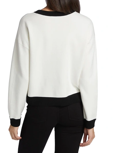 Shop Alice And Olivia Women's Gleeson Appliqué Boxy Sweater In Soft White Multi