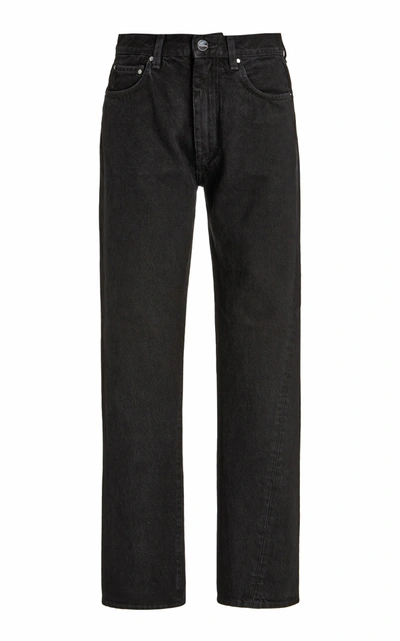 Shop Totême Women's Original Twisted-seam Rigid Mid-rise Straight-leg Jeans In Black
