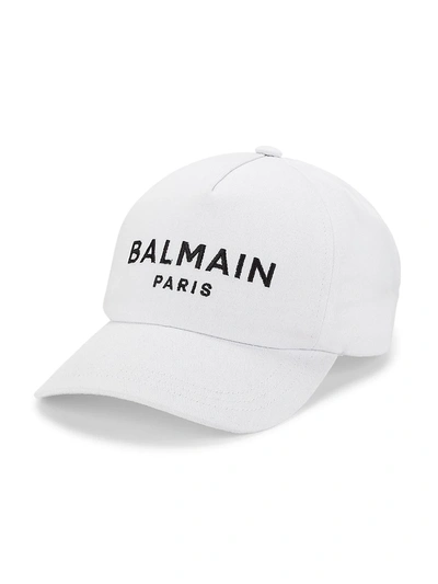 Shop Balmain Men's Embroidered Logo Baseball Cap In White
