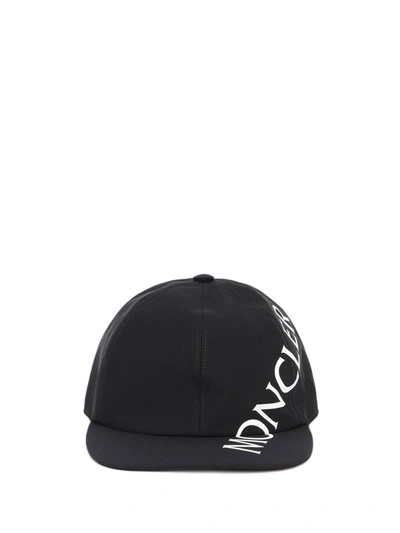 Shop Moncler Logo Printed Baseball Cap In Black