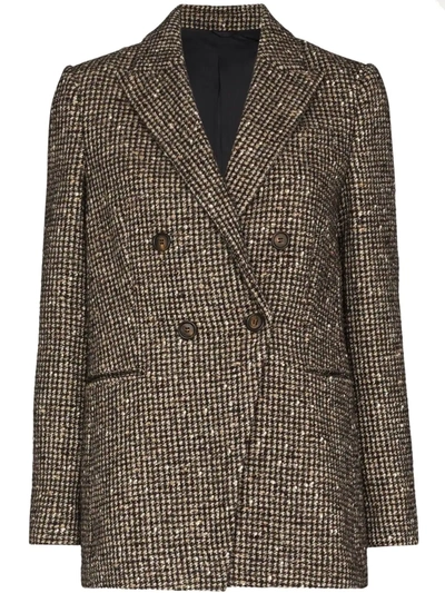 Shop Brunello Cucinelli Checked Double-breasted Blazer In Braun