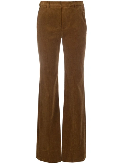 Shop Saint Laurent Corduroy Straight-leg Trousers In Brown