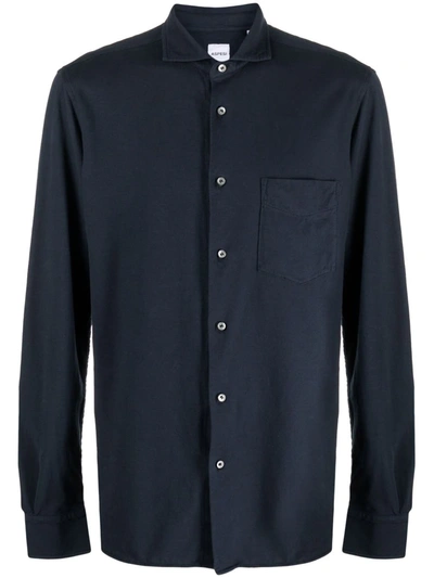 Shop Aspesi Spread Collar Cotton Shirt In Blau