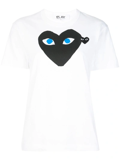 Shop Comme Des Garçons Play Double-heart T-shirt In White