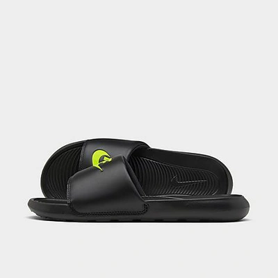 Shop Nike Men's Victori One Slide Sandals In Black/black/volt