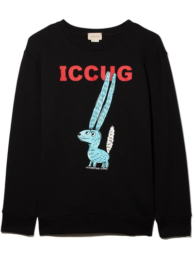 Shop Gucci Animal Print Sweatshirt In Black