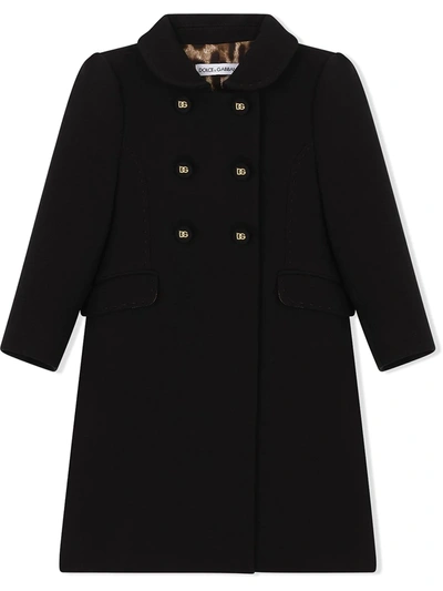Shop Dolce & Gabbana Double-breasted Virgin Wool Coat In Black