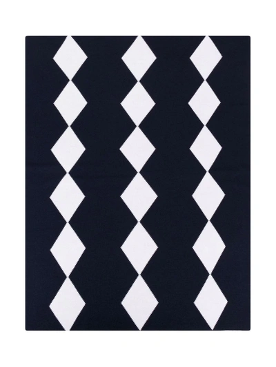 Little Bear Diamond Print Wool Blanket In Blue