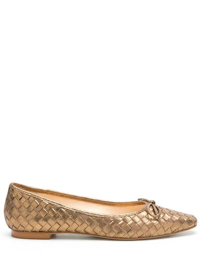 Shop Sarah Chofakian Tres Leather Ballerina Shoes In Gold