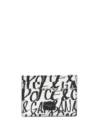 Shop Dolce & Gabbana Graffiti Print Cardholder In Schwarz