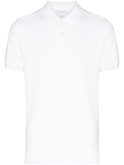 Shop Sunspel Short Sleeve Polo Top In White