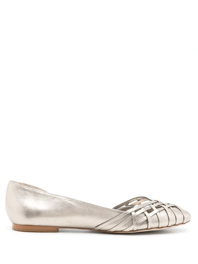 Shop Sarah Chofakian Victoria Leather Ballerina Shoes In Silver