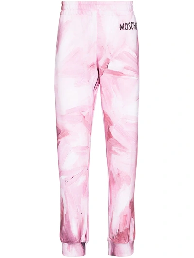 Shop Moschino Brushstroke-effect Track Pants In Rosa
