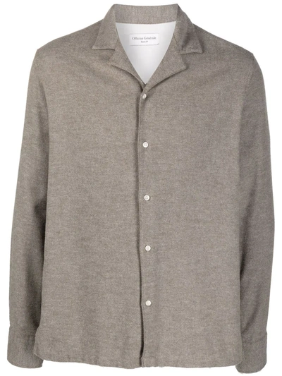 Shop Officine Generale Button-down Knit Shirt In Nude