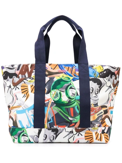 Shop Orlebar Brown Diving Print Tote Bag In Multicolour