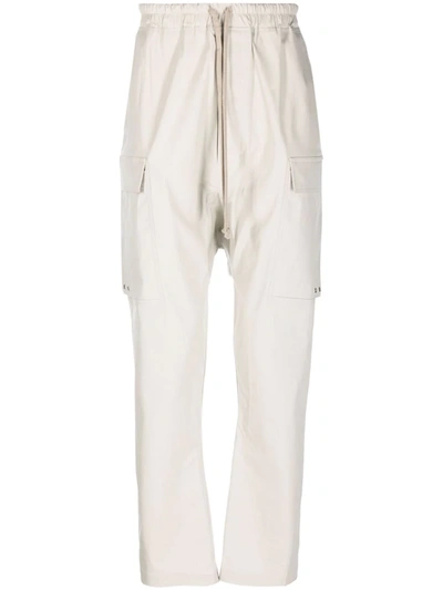 Shop Rick Owens Drop-crotch Organic Cotton Trousers In Nude