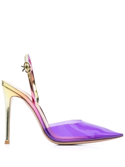 Shop Gianvito Rossi Ribbon D-orsay Pointed Pumps In Violett