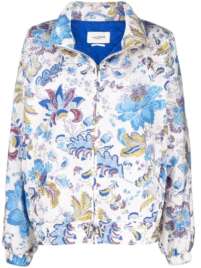 Dolores Padded Floral-print Shell Jacket In Ecru