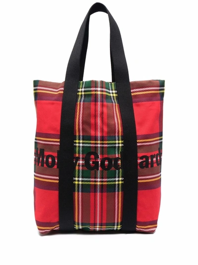 Shop Molly Goddard Tartan-check Logo Tote Bag In Rot