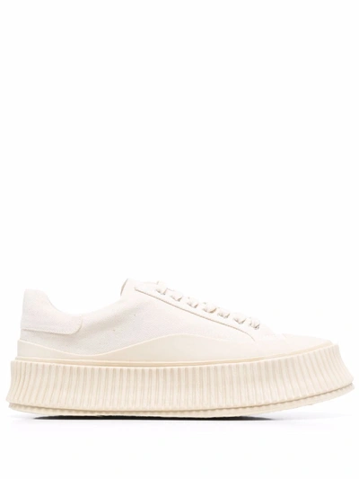 Shop Jil Sander Ribbed Chunky Sole Sneakers In Nude
