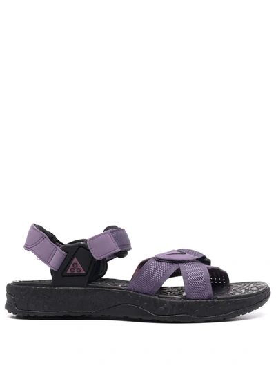 Shop Nike Strap-detail Open-toe Sandals In Violett