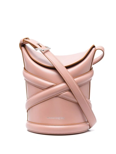 Shop Alexander Mcqueen The Curve Bucket Bag In Rosa