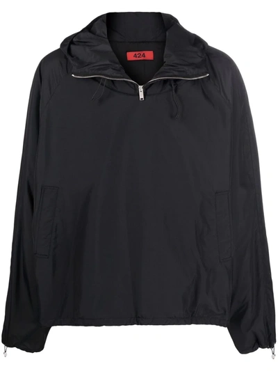 Shop 424 Pullover Hooded Windbreaker Jacket In Schwarz