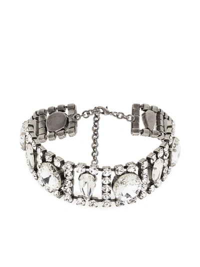 Shop Alessandra Rich Crystal Choker Necklace In Grau