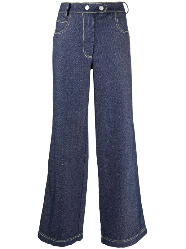 Marco Rambaldi Cotton Blend Denim Wide Jeans In Blau | ModeSens