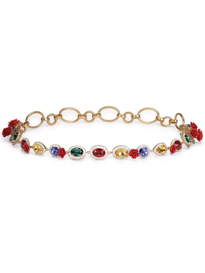 Shop Dolce & Gabbana Rhinestone-embellished Chain Belt In Multicolour