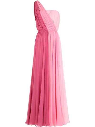 Dolce & Gabbana Multicoloured Chiffon One-shoulder Gown In Pink