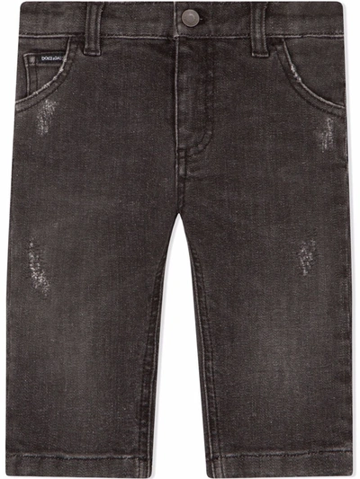 Shop Dolce & Gabbana Straight-leg Stretch Jeans In Grey