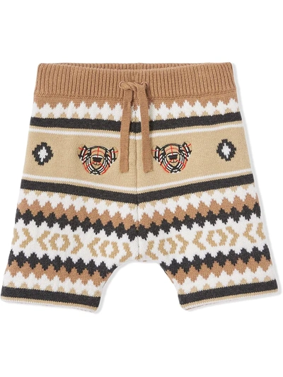 Shop Burberry Fair Isle Wool-cashmere Shorts In Brown