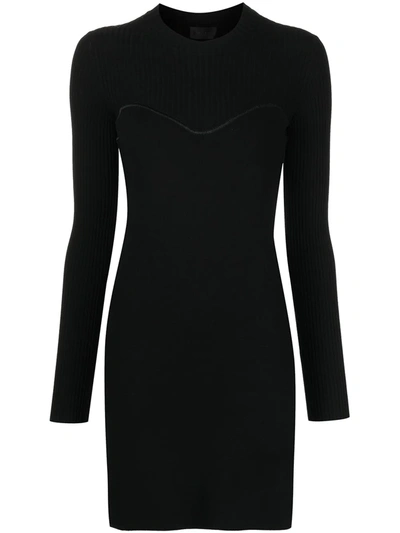 Shop Moncler Long-sleeve Knitted Dress In Black