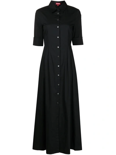 Shop Staud Joan Maxi Shirt Dress In Black