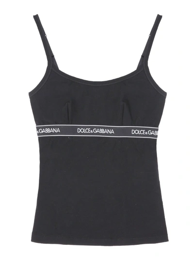 Shop Dolce & Gabbana Top With Logo Band In Black