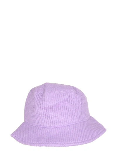 Shop Msgm Ribbed Bucket Hat In Lilac