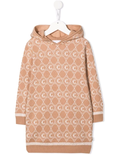 Chloé Monogram-pattern Knitted Jumper Dress In Neutrals