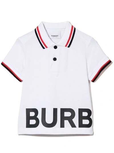 Shop Burberry Contrasting Trim Polo Shirt In White