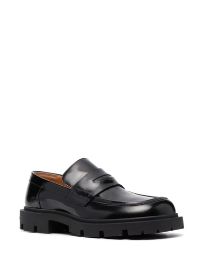 Shop Maison Margiela Leather Penny Loafers In Black