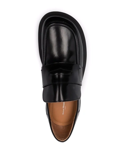 Shop Maison Margiela Leather Penny Loafers In Black