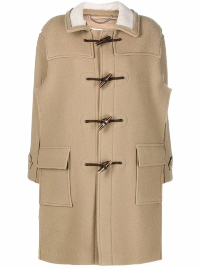 Shop Maison Margiela Long-sleeve Toggle-fastening Coat In Mixed Colours