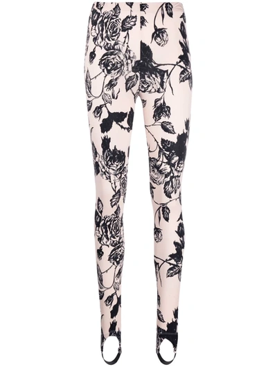 Shop Msgm Floral Stirrup Leggings In Mixed Colours