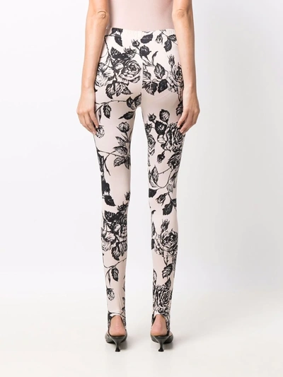 Shop Msgm Floral Stirrup Leggings In Mixed Colours